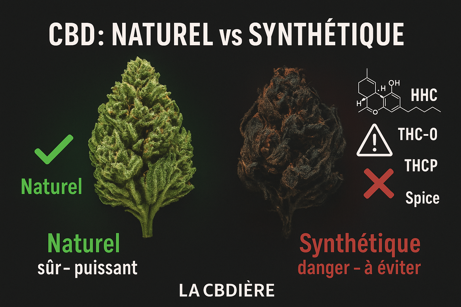 Fleur de CBD naturelle vs CBD synthétique (HHC, THC-O, THCP, Spice) – LA CBDIÈRE