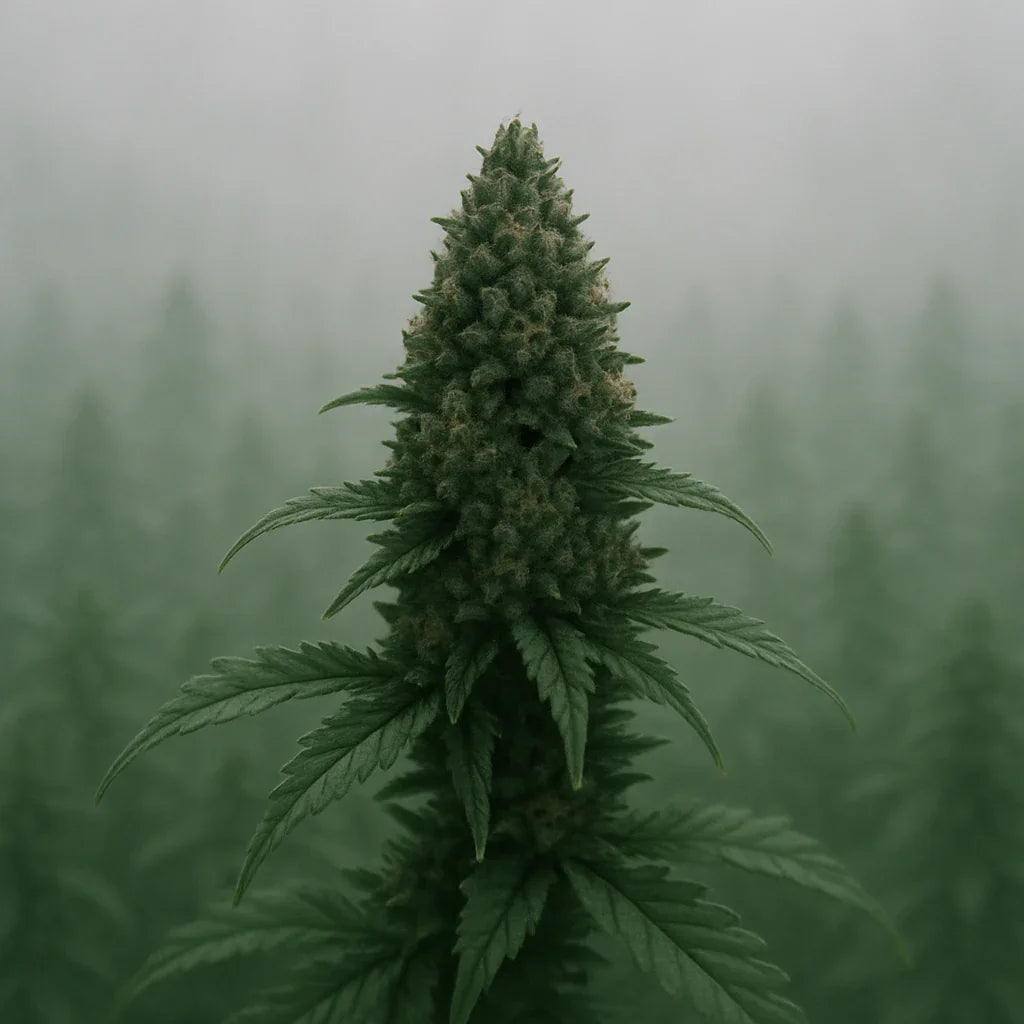 Visuel de fleurs de CBD Amnesia Haze hydro très puissante, variété premium de LA CBDIÈRE, conforme à la législation française et européenne.