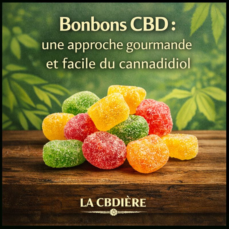 Bonbons CBD colorés dosés en cannabidiol pour la détente et le bien-être