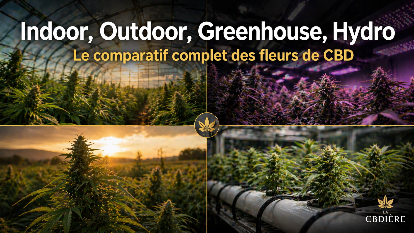 Comparatif fleurs CBD indoor outdoor greenhouse hydro LA CBDIÈRE