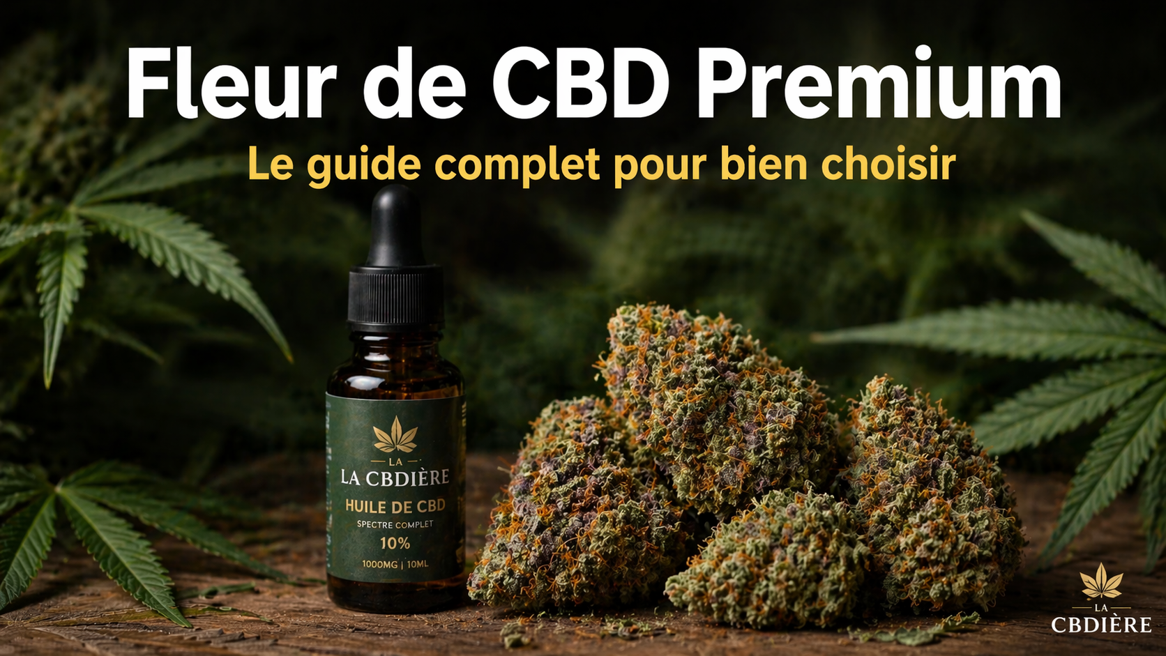 Fleur de CBD premium et huile CBD spectre complet LA CBDIÈRE — sélection de têtes résineuses de qualité premium pour guide d'achat