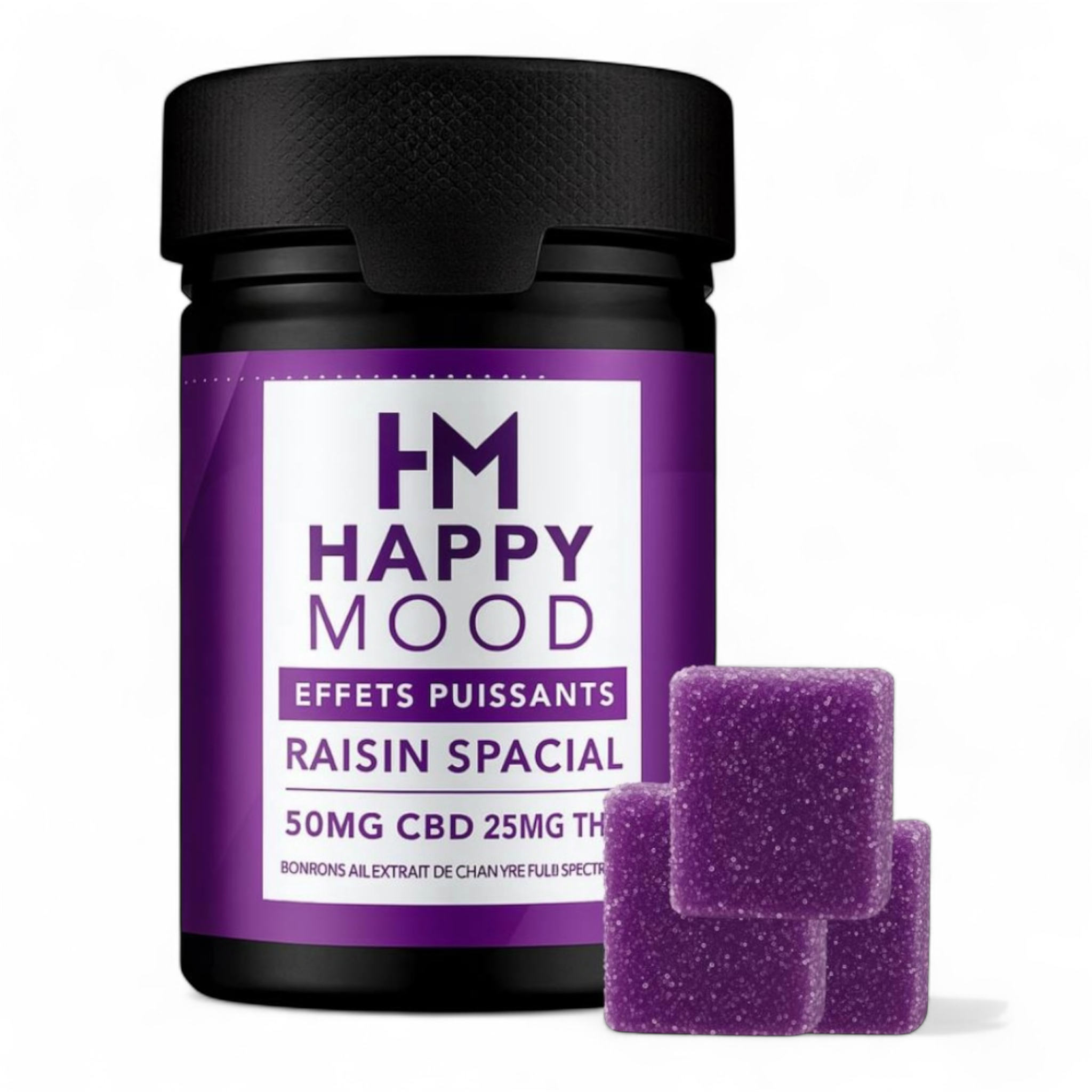 Gummies HAPPY MOOD – CBD 25mg + THC 5mg DELTA 9 THC BONBON CBD PUISSANT 