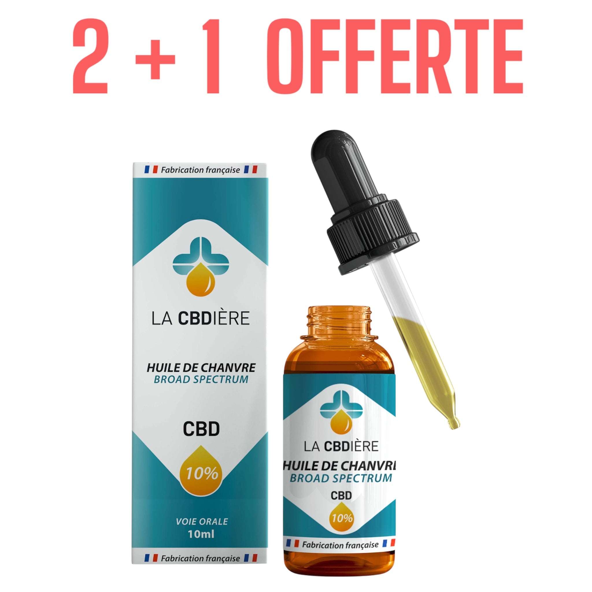 HUILE CBD 10% - Broad Spectrum - BIO 2+1 OFFERTE LA CBDIÈRE