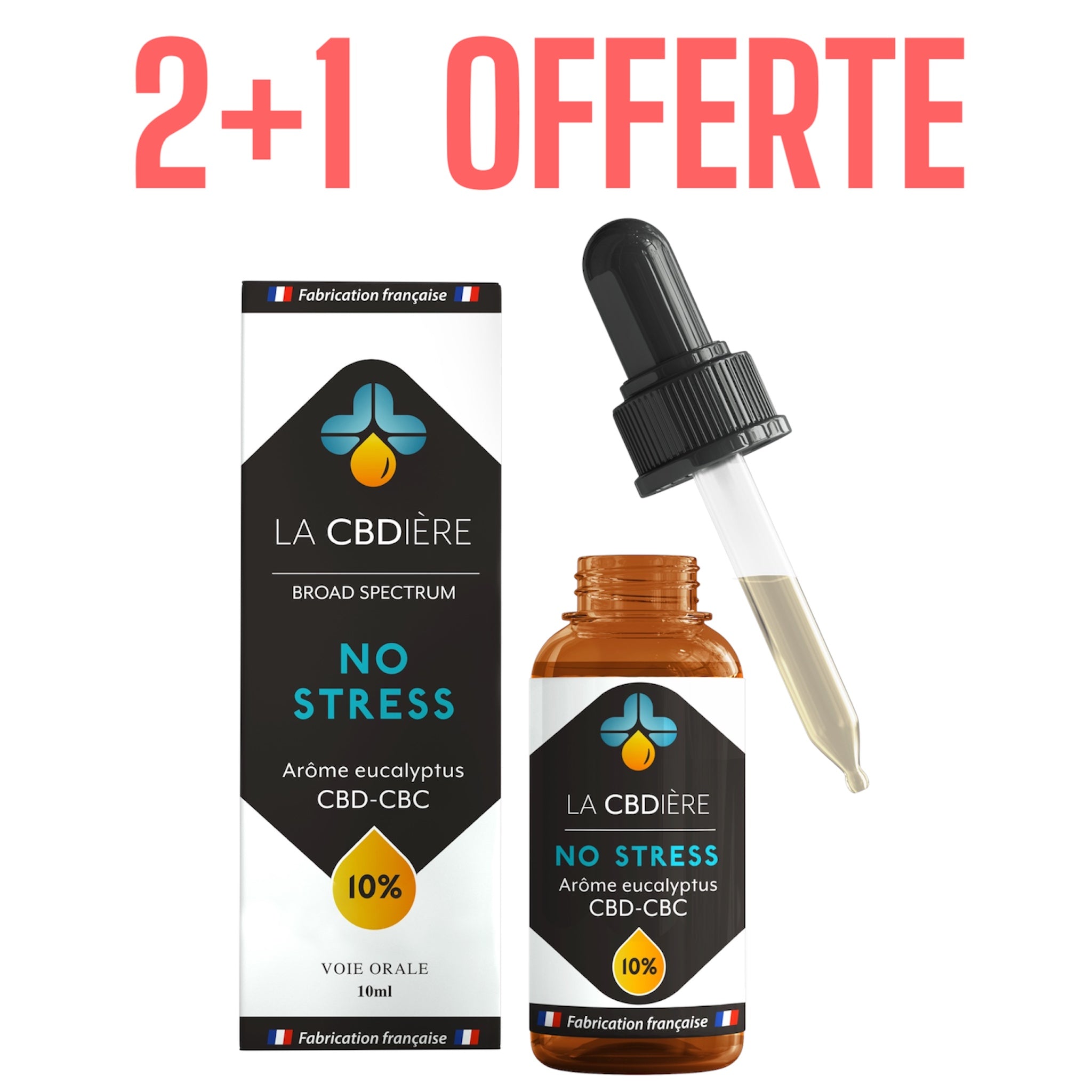 huile de CBD CBC NO STRESS Broad Spectrum à l'EUCALYPTUS par LA CBDIERE PROMO 