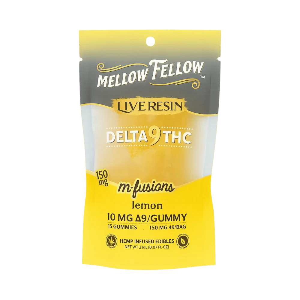 Gummies THC Live Resin Mellow Fellow Delta-9 THC saveur Lemon – bonbons Live Resin vegan au goût citron intense LA CBDIERE
