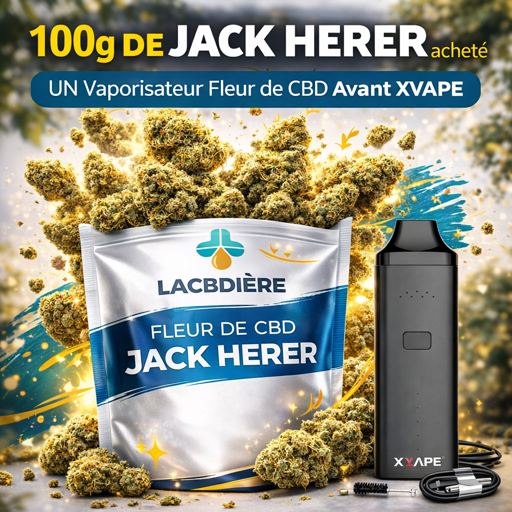 Fleur CBD Jack Herer 100g avec vaporisateur XVape offert – Offre La CBDIÈRE