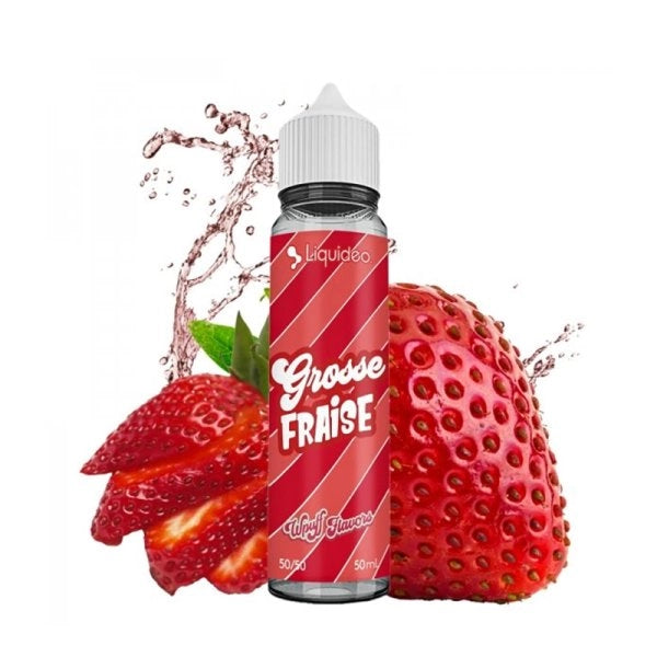 flacon e liquide grosse fraise 50ml liquideo wpuff flavors saveur fraise cigarette electronique