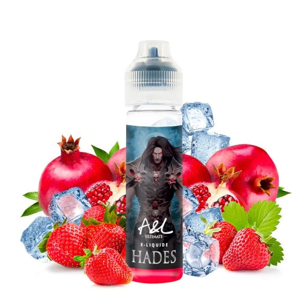 E-liquide Hades A&L 50ml fraise grenade frais – flacon avec fraises, grenade et glaçons, saveur fruitée fraîche Ultimate A&L