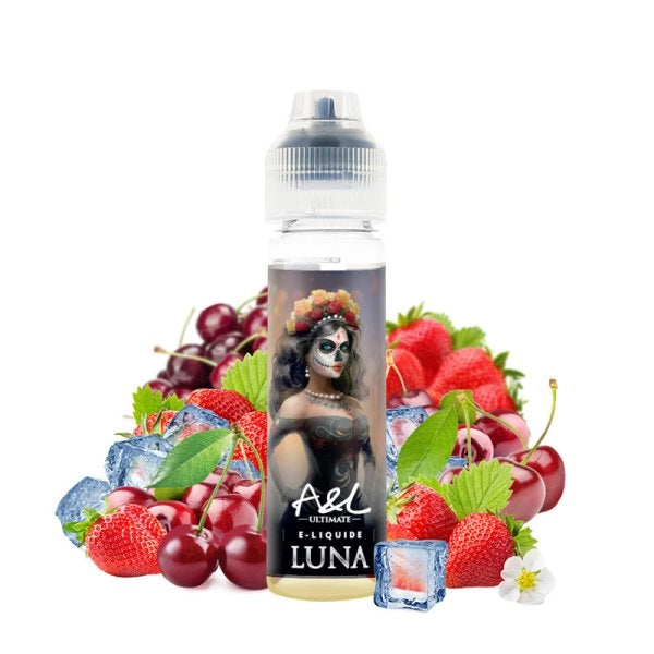 E-liquide Luna A&L 50ml fraise cerise frais – flacon avec fraises, cerises et glaçons, saveur fruitée fraîche Ultimate A&L