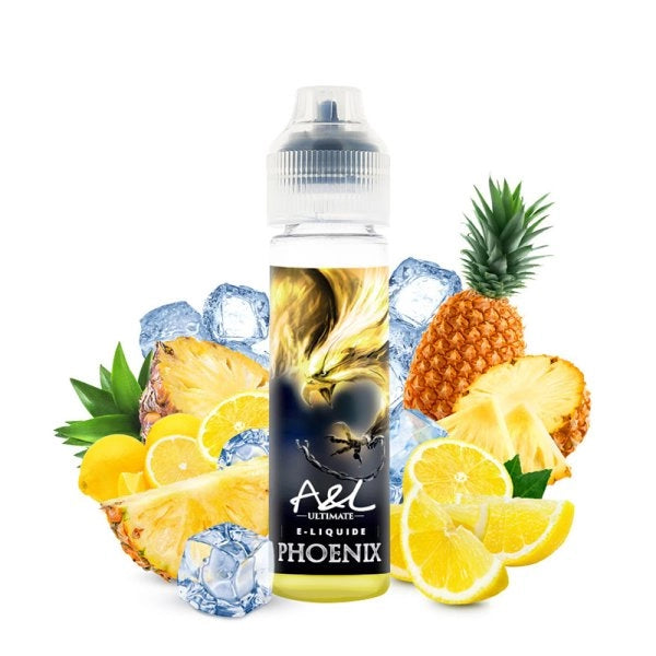 E-liquide Phoenix A&L 50ml ananas citron frais – flacon avec ananas, citron et glaçons, saveur fruitée fraîche Ultimate A&L