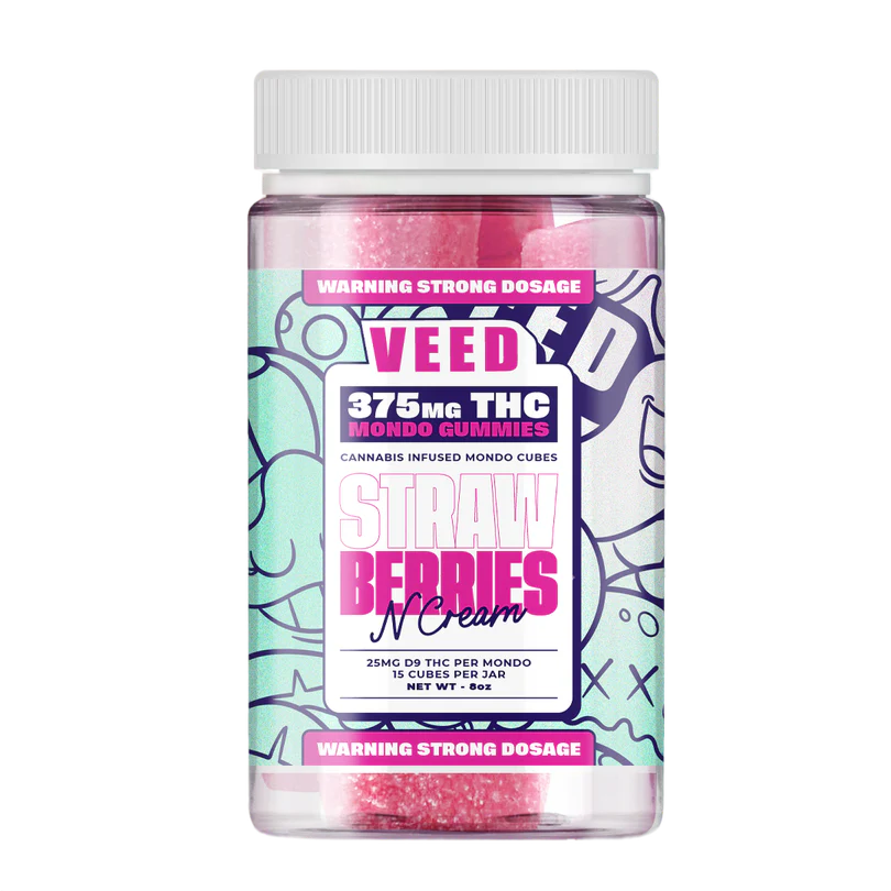 Fraise – Gummies Delta 9 THC Veed 375mg LA CBDIÈRE vegan saveur fraise avec relaxation intense et goût fruité